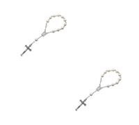 Qsvbeeqj Chapelet de baptême en perles de 8 mm - Chapelet en acrylique pour première communion - Cadeau de fête de baptême