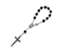 Qsvbeeqj Chapelet de baptême religieux de 8 mm avec 11 perles de prière en forme de croix pour baptême pour homme et femme