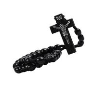 Qsvbeeqj Chapelet en bois naturel avec perles lisses et stables et croix portable pour les perles de prière chrétiennes pour adultes, taille unique, comme décrit, Comme décrit