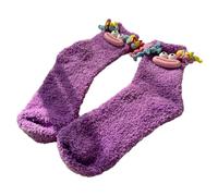 Qsvbeeqj Chaussettes de poupée de dessin animé pour femme - Chaussettes épaisses et confortables - Chaudes et douces - Cadeau d'intérieur - Antidérapantes - En velours, A, One Size