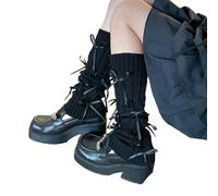 Qsvbeeqj Chaussettes d'hiver pour femmes tricotées jambières longues chaussettes poignets pour bottes toppers leggings genouillères genouillères chauffe-jambes manches crochet bottes poignets, Noir