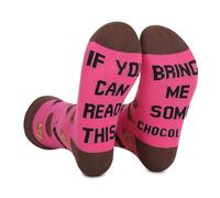 Qsvbeeqj Chaussettes fantaisie amusantes avec lettres et mots - Chaussettes décontractées en coton - Robe mi-tube - Unisexe, chocolat, Taille unique