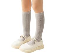 Qsvbeeqj Chaussettes habillées pour enfant pour le printemps, chaussettes montantes extensibles pour écolière, respirantes pour petite fille, Gris, One Size