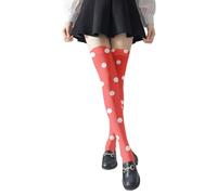 Qsvbeeqj Chaussettes longues en soie pour femme avec motif à gros pois - Chaussettes longues en polyester