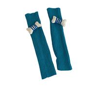Qsvbeeqj Chaussettes molles longues tricotées JK Chaussettes avec décor JK Bas Jambières lâches Hauteur genou Laine tricotée Leggings Bas Bas, bleu, taille unique