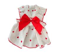 Qsvbeeqj Chien Printemps Bow Robe T-shirt Princesse Pull Vêtements Coût du Printemps et Cœur Rouge Robe pour Animaux de Compagnie