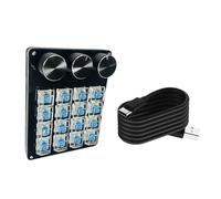 Qsvbeeqj Clavier macro portable 16 touches avec cadrans programmables pour commandes de jeu avancées et claviers de gestion multimédia claviers macro programmables