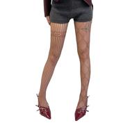 Qsvbeeqj Collants en dentelle pour femme - Argyle asymétrique - Cœur floral à motifs - Collants en maille - Collants résille, Couleur café., taille unique