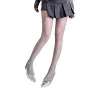 Qsvbeeqj Collants en dentelle pour femme - Argyle asymétrique - Cœur floral à motifs - Collants en maille - Collants résille, gris, taille unique