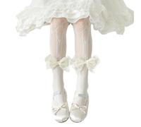 Qsvbeeqj Collants en maille tendance pour filles Beaux styles avec nœud en arc Collants en résille respirants Confortables Parfait pour les vêtements quotidiens Filles Leggings en maille, a, L