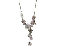 [Qsvbeeqj] Collier avec pendentif étoile réglable collier simple bijoux perles cristal gland chaîne clavicule