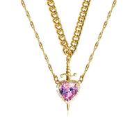 Qsvbeeqj Collier élégant en forme de dague en forme de cœur avec cristaux pour les occasions spéciales, One Size, Comme décrit, Produit conforme à la description.