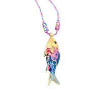 Qsvbeeqj Collier en corde vivante avec pendentif poisson de mer en acier inoxydable élégant et confortable bijou quotidien en acier inoxydable pendentif poisson, taille unique, comme décrit, Comme