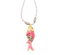 Qsvbeeqj Collier en corde vivante avec pendentif poisson de mer en acier inoxydable élégant et confortable bijou quotidien en acier inoxydable pendentif poisson, taille unique, comme décrit, Comme