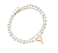 Qsvbeeqj Collier en strass à deux niveaux ludique Pendentif moderne irrégulier en forme de cœur Chaîne de clavicule Mode Collier Accessoire Imprimé gras Pendentif d'amour non assorti, taille unique