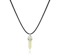 Qsvbeeqj Collier pour femme en forme de champignon vert - Collier hexagonal avec pendentif géométrique en pierre naturelle, Pierre lumineuse + corde cirée, Zircone cubique