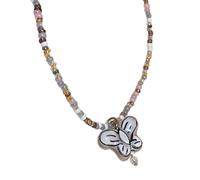 Qsvbeeqj Collier ras du cou avec pendentif papillon - Élégant collier de perles - Déclaration esthétique pour femme, Acrylique + alliage, Zircone cubique
