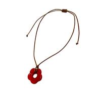 Qsvbeeqj Collier ras-du-cou en acrylique rouge pour femme chaîne chaîne minimaliste fleur pendentif bijoux collier femmes fille déclaration fleur charme fait main, One Size, Comme décrit, Comme décrit