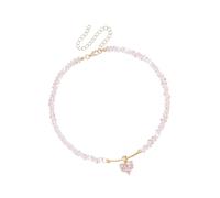 Qsvbeeqj Collier strass à thème amour avec perles de verre de haute qualité, chaîne de clavicule polyvalente pour vêtements décontractés ou formels Collier strass à la mode pour les rendez-vous, One