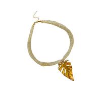 Qsvbeeqj Collier tendance en acier inoxydable avec pendentif en forme de feuille, motif soleil, conque, chaîne en tricot doux, accessoires pour un usage quotidien, collier unique en acier inoxydable