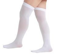 Qsvbeeqj Couleur fixe au-dessus du genou Chaussettes en nylon Quotidien Halloween Cosplay Fête Costume Femmes Cuisse Bas Hauts Au-dessus des chaussettes, Blanc., Over knee socks