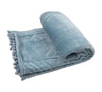 Qsvbeeqj Couverture en peluche douce de couleur unie avec pompons et pompons - Facile à nettoyer