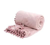 Qsvbeeqj Couverture en peluche douce de couleur unie avec pompons et pompons - Facile à nettoyer