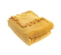 Qsvbeeqj Couverture en peluche douce de couleur unie avec pompons et pompons - Facile à nettoyer