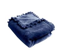 Qsvbeeqj Couverture en peluche douce de couleur unie avec pompons et pompons - Facile à nettoyer