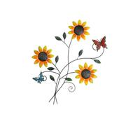 Qsvbeeqj Décorations murales en fer tournesols et papillons pour décoration de jardin Revêtement extérieur Résistant à la rouille Montage mural rapide Résistant aux intempéries Décoration de tournesol