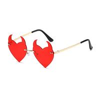 Qsvbeeqj Devil Heart Halloween diable lunettes corne mascarade vampire fête cosplay drôle lunettes Halloween fête lunettes de soleil
