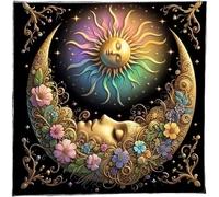 Qsvbeeqj Divinationen Nappe Lune Soleil Astrologie Carte de Tarot Nappe Autel Tissu Divinité Jeu de société Accessoire Lune Motif Soleil Tarots Carte Nappe Spirituelle