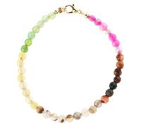 Qsvbeeqj Élégant bracelet en cristal de tourmaline - Bracelet délicat - Petites perles - Chaîne de main tendance réglable pour femmes et filles - Bracelet en tourmaline arc-en-ciel, taille unique