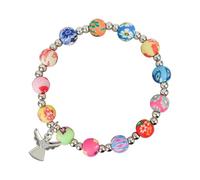 Qsvbeeqj Élégant coffret cadeau de première communion pour filles avec pendentif en forme d'ange en argent et perles avec carte et sac en tissu en acier inoxydable, Angel diamonds, Comme décrit, Comme