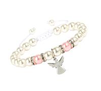 Qsvbeeqj Élégant coffret cadeau de première communion pour filles avec pendentif en forme d'ange en argent et perles avec carte et sac en tissu en acier inoxydable, Angel diamonds, Comme décrit, Comme