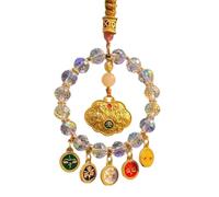 Qsvbeeqj Élégant pendentif bouddhiste en bois léger fait à la main, décoration spirituelle pour une conduite sûre et un style d'intérieur pour voiture