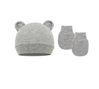 Qsvbeeqj Ensemble bonnet de photographie nouveau-né avec moufles mignon coton bébé fille écharpe bonnet gants nouveau-né chapeau accessoires cadeau, gris, Taille unique