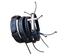 Qsvbeeqj Ensemble de 4 bracelets en cuir bijoux mode poignet bijoux multicouche sangle pour femmes hommes chaîne, taille unique, comme décrit