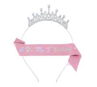 Qsvbeeqj Ensemble de bandeau de fête d'anniversaire pour filles et ceinture d'épaule en tissu pailleté scintillant pratique décorations de fête en métal pour filles ensemble de ceintures