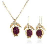 Qsvbeeqj Ensemble de bijoux grenat rouge fruit exquis collier pendentif grenat boucles d'oreilles pour le camping bijoux pour femmes bagues, One Size, Comme décrit, Comme décrit