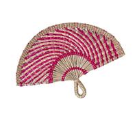 Qsvbeeqj Éventail en paille tissé à la main Éventail de refroidissement à main Herbe à la main Couleur rafraîchissante Cadeau pour les amateurs d'artisanat Décoration murale