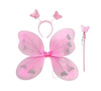 Qsvbeeqj Fairies Elves Wing Womens Girls Halloween Party Cosplay Costume papillon aile spectacles théâtraux photographie papillon fée pour filles colliers Dressup double face fée