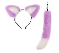 [Qsvbeeqj] Fashion Fox Tail Key Pendant Decorative Cat Ear Headband Hair Ornament Fox Tail Keychain Accessory