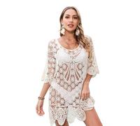 Qsvbeeqj Femmes O Neck Crochets Coverups Maillots de bain Creux Maillot de bain Robe Coverups Maillot de bain Protection du corps Beachwear Chemise