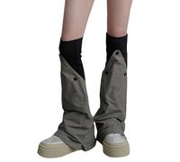 Qsvbeeqj Femmes Punk Thgh Chauffe-jambes hautes Équipées Au-dessus du genou Chaussettes contrastées Couvres jambes de couleur Bas de manches Streetwear Cuisses Chaussettes hautes Couvre-bottes, vert