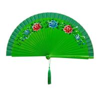 Qsvbeeqj Flamenco Performances Éventail de danse espagnole à double motif avec fleur Œuvre d'art Ventilateur pliable en soie Pliage décoratif