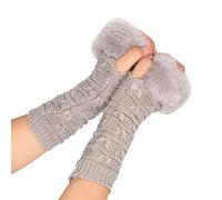 Qsvbeeqj Gants à tricoter d'hiver coupe-vent chauds pour femmes demi-doigts épais extérieur skis couleur unie demi doigts pour femmes tricotés demi-doigts tricotés