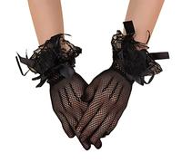 Qsvbeeqj Gants de mariage avec décoration florale Gants de mariée en dentelle courte pour les doigts pleins pour la soirée fête du thé fête de mariage Tulle pur court mariée femmes filles marié femmes