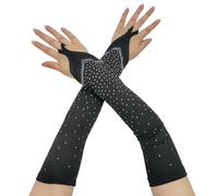 Qsvbeeqj Gants de mariée pour mariage, mitaines courtes, longues, fournitures de fête, Halloween, cosplay, conduite à la mode avec strass, Noir , taille unique
