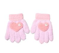 Qsvbeeqj Gants d'hiver réglables pour garçons et filles, gants tricotés avec joli motif de cœur, pratiques et tendance, légers et chauds pour enfants, activités de neige douce, snowboard, enfants en